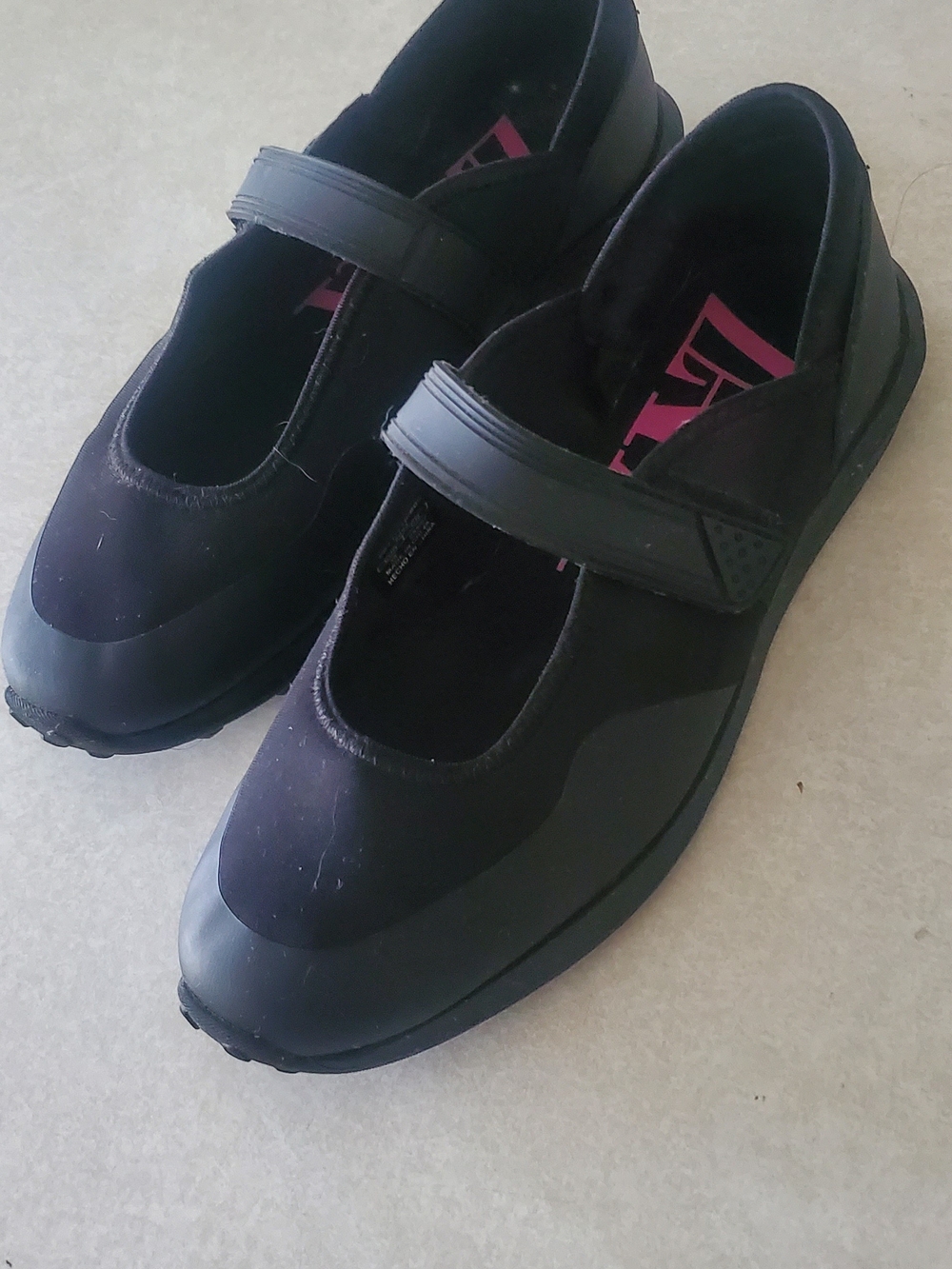 Zara Black Mary Jane Flats with Pink Insole Accent